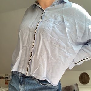 light blue blouse- button down